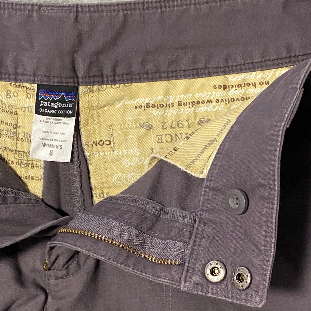 Patagonia Womens Organic Cotton Hiking Utility Shorts Gray Size 8 Double Button - Picture 2 of 8